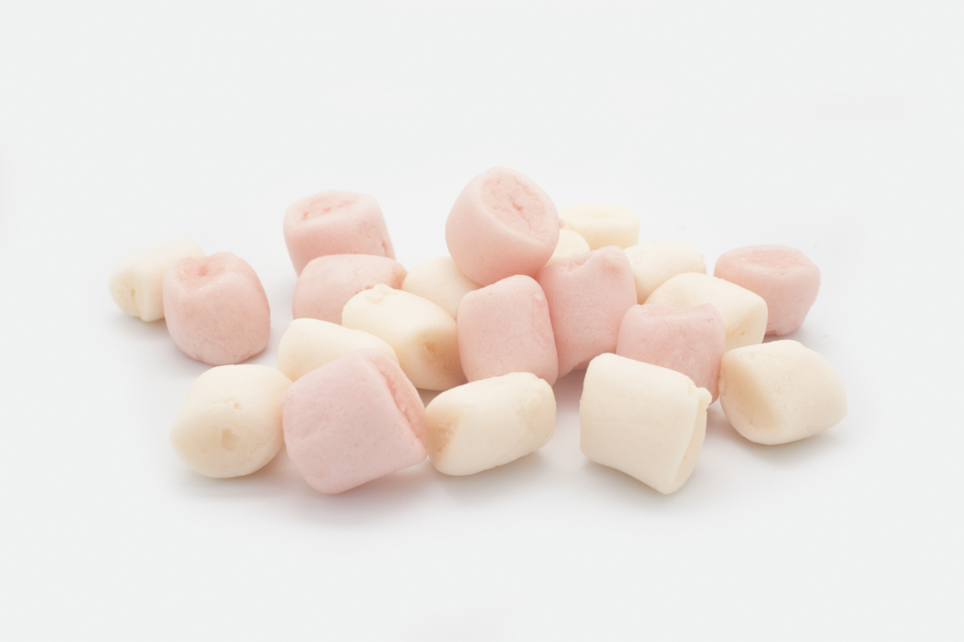Dehydrated mini vegan pink & white (L12mm/W8g) marshmallow